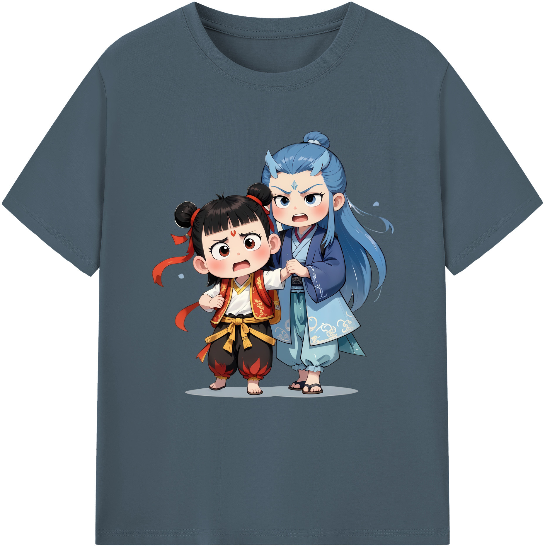 （画像用） Ne Zha 2 ナタ 魔童の大暴れ 綿100％半袖Tシャツ（フロントプリント）